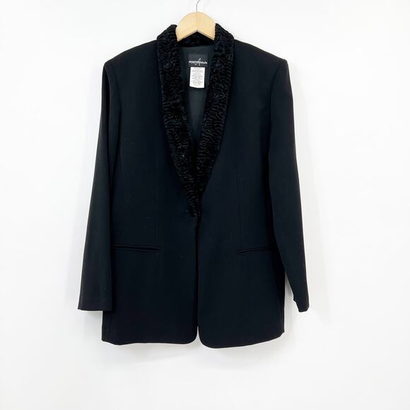 90s Vintage Positive Attitude Long Velvet Collar Retro Blazer - Picture 1 of 4